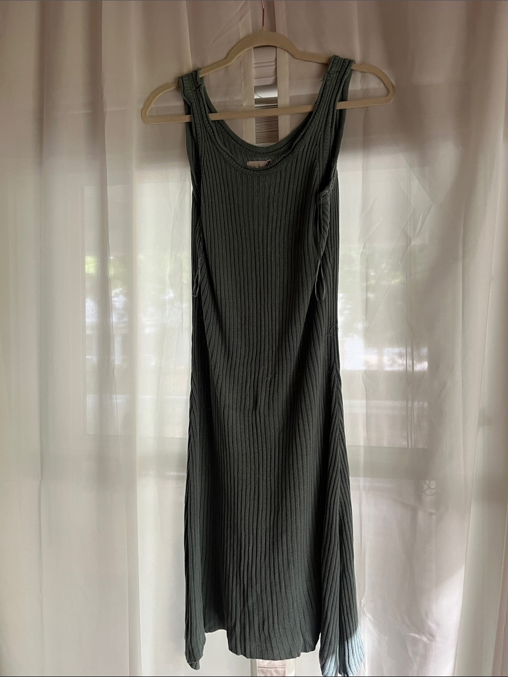 Sleeveless Ribbed Midi Dress in Sage Green